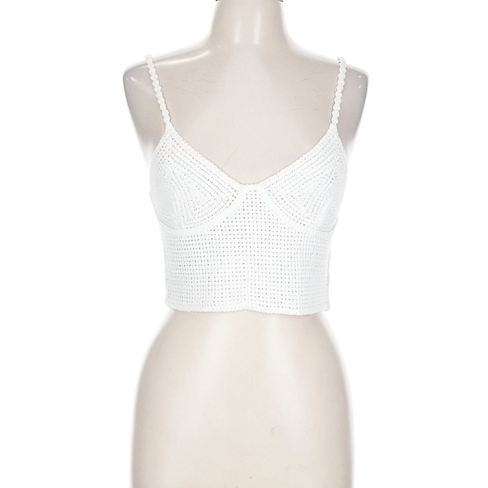 NWT Zara White Crochet style Crop Top Size L